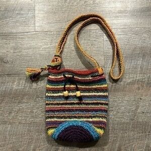 Handcrafted crocheted made in Guatemala, cotton drawstring, bucket bag, purse